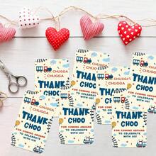 50pcs "Thank You" Gift Tags With Hemp Rope - Cut Train Design, Perfect For Gift Wrapping, Party Decorations, And Appreciation Notes, Train Enthusiast Gifts, Railway Gift Tag, Christmas Birthday Gift Tag - Multicolor - View 3