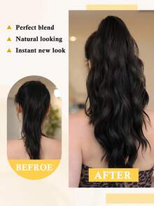 Ponytail Extension Claw Clip Ponytail Extension For Women 20 Inch Long Wavy Ponytail Extensions Synthetic Ponytail Hairpiece Natural Soft Daily Use - Multicolor - View 4