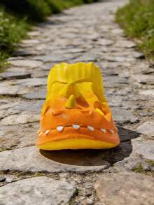 Pmoiste 男女通用可爱镂空恐龙设计柔软 EVA 时尚沙滩凉鞋，黄色 - 黃色 - 查看 4