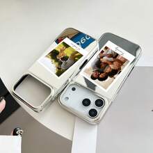 Funda de teléfono personalizada con diseño de foto y nombre compatible con iPhone 17, 16, 15, 14, 13, 12, 11 Pro Max, con acabado plateado espejado. Funda compatible con iPhone 17 Pro Max con diseño elegante, perfecta como regalo de Navidad - Plateado - Ver 7