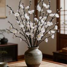 Artificial Flower Simulation Plum Blossom 21.7 Inches, Suitable For Home, Hotel, Office, Wedding, Party, Garden Decoration - White - View 7