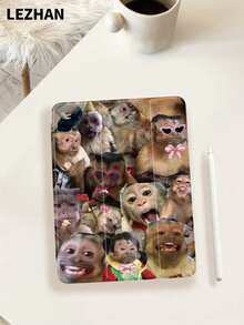 1pc Cute Monkey Pattern Tablet Protective Case, Compatible With 10.2" Tablet,  Pro 11" 2021/2020/10th Gen/Mini4/5/6, Galaxy Tab A8 10.5" 2022, Matepad 10.4/Tab, With Pencil Slot, Anti-Drop, Tablet Stand Cover - 多色-2 - 查看 4