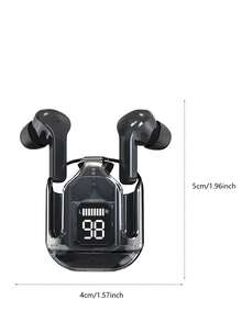 New Transparent Touchscreen Low Latency TWS Wireless Earbuds, Type-C Charging, Bluetooth 5.3 Semi-In-Ear Wireless Sports Earphones With Super Long Battery Life - Black - View 9