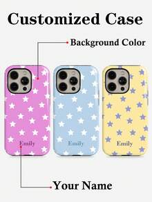 Customized Minimalist Star & Letter Slogan 2-In-1 Glossy Filmstrip Hard Phone Case, Compatible With IPhone 11/12/13/14/15/16 17 Pro Max - Multicolor - View 1