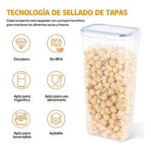 Recipientes Herméticos Almacenamiento Cocina Contenedor 42pz - Blanco - Ver 3