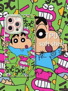 Shin-chan sonriendo con el símbolo de la paz rodeado de arte. Esta elegante funda es compatible con Samsung, Apple, OPPO, , etc. Fabricada en TPU flexible, resistente a golpes y arañazos, ofrece una excelente protección contra caídas y un agarre cómodo. Es un regalo ideal para familiares, amigos y seres queridos, y una opción perfecta para festivales. - Blanco - Ver 3