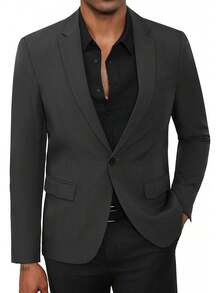 Men's Casual Blazer Jacket, Lightweight Regular Fit For Business - Màu xám đen - Xem 9