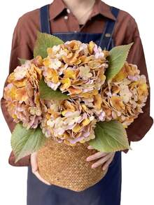 1束仿真丝绣球花，适合秋季婚礼、家居装饰（客厅、卧室）、节日/生日派对、户外花园、情人节、毕业礼物 - 黃色 - 查看 1