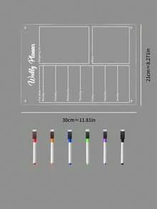 1pc Weekly Meal Magnetic Whiteboard Fridge Decor, Reusable Transparent Memo Writing Board, Weekly Meal Planner (Comes With 6 Magnetic Whiteboard Markers) - 1PC - View 12
