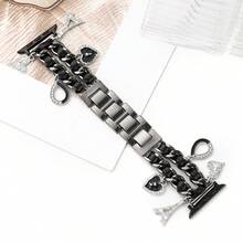 1pc Black Eiffel Tower Pendant Style Band, Compatible With Apple Watch Series 1-9, Fits 38mm-49mm - Black - View 7