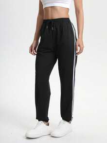 1pc Women's Solid Color Casual Pants With Pockets, Versatile For Daily Wear, Hiking, Traveling, Trekking, Running, Cycling Black Spring Sports - Black - View 5