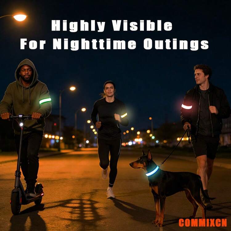 夜跑步行LED发光臂带，可更换电池，可调节亮度，男女通用——两个可连接成腰带 - 均碼 - 查看 4