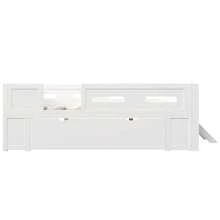 MERAX Modern Full Size Platform Bed With Guardrail And Large Drawer, Wood Kids Platform Bed Frame With Two-Step Ladder For Boys Girls, Sturdy Slats Support,White - Full Size-white - View 9