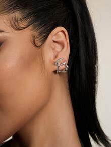 Structured Stud Earrings - Silver - View 3