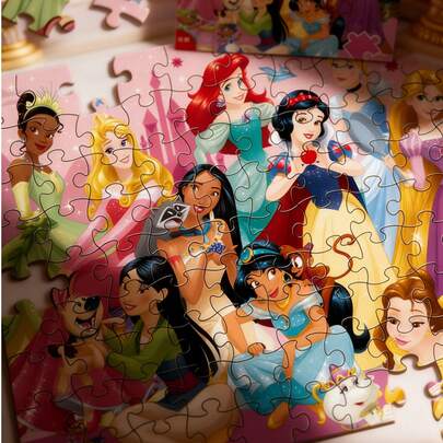 Disney 1件迪士尼官方授权迪士尼公主拼图，色彩鲜艳的印花图案，减压玩具，趣味益智拼图，成人派对、家庭聚会、朋友聚会、粉丝礼物