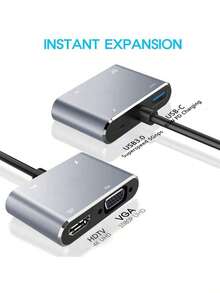Convertidor de interfaz VGA a TV USB3.0, cable de conexión de monitor de computadora a HDTV, adecuado para TV y proyector, tarjeta gráfica externa, adaptador de computadora portátil, dispositivo de expansión multifuncional, estación de acoplamiento - Gris Oscuro - Ver 13