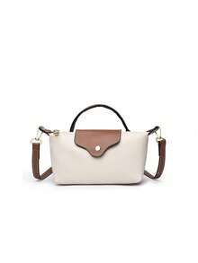 Dedoo Túi xách thời trang Xuân/Hè cổ điển bằng nylon phối màu, túi đeo chéo hình vỏ sò tối giản đa năng, có thể xách tay, đeo vai hoặc đeo chéo. Dây đeo có thể điều chỉnh, phù hợp cho đi làm, mua sắm, dự tiệc, du lịch, làm quà tặng ngày Valentine và các dịp khác. - Màu be - Xem 6