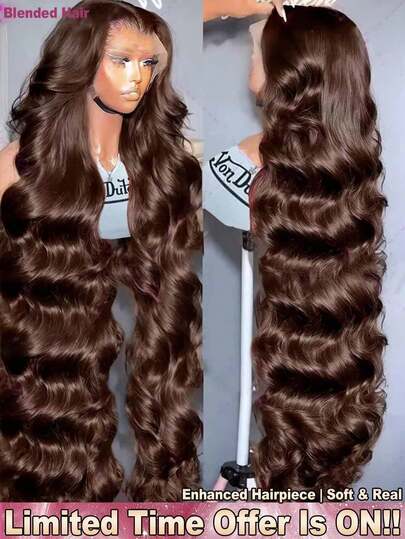 200% Density 34 Inch 5*5 13*4 Lace Front Wig - Wavy, Glue-Less, Pre-Cut, Pre-Plucked, Transparent HD Lace, Pre-Straightened, Middle Part, Brazilian Virgin Hair Lace Front Wig - Ear To Ear Wavy Human Hair Lace Front Wig - #4 Chocolate Brown Mixed Human Hair Wig, Suitable For Daily Use