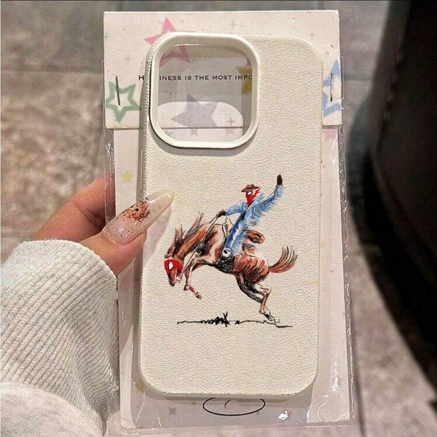 Funda para teléfono con diseño moderno de patrón de caballo en denim, bling, suave y resistente al desgaste, compatible con fundas de Apple para iPhone 17, 17 Pro, 17 Pro Max, 7/8/X/XS/XR/11/12/13/14/15/16 Plus Pro Max, funda protectora integral a prueba de golpes, regalo de vacaciones/regalo de cumpleaños para amigos - Blanco - Ver 1