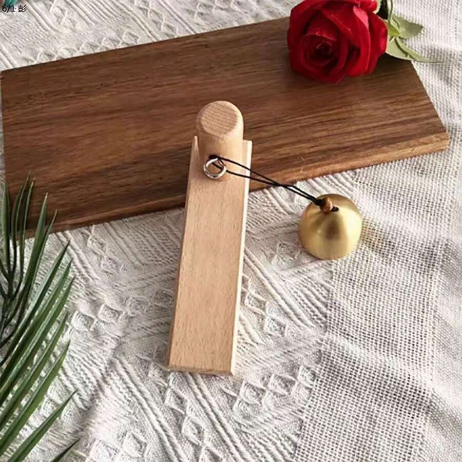 1 szt. zabytkowy drewniany dzwonek do drzwi | Mechaniczny dzwonek bez zasilania, ręcznie wykonana konstrukcja z litego drewna, styl rustykalny, odpowiedni do wystroju domu/biura/sklepu, klasyczny dzwonek do drzwi, odpowiedni do wejścia do domu, wystroju biura, wystroju wnętrz