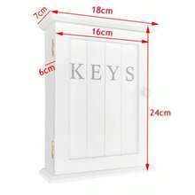 Key Cabinet - Wall-Mounted Chic Storage Rack With Hooks Keybox Hanger For Hallway Kitchen And Home Decor Stylish Key Holder Organizer White Print - White Print - View 3