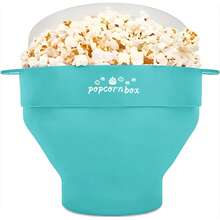 1pc Foldable Silicone Popcorn Bowl With Handle, Heat Resistant, Microwave With Lid, Dishwasher - Multicolor - View 7