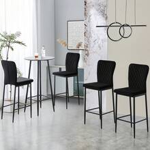 AINPECCA Barstools Set Of 2/4 Suede/Velvet Kitchen Breakfast Bar Stools, Counter Chairs,Kitchen Island Stools With Backs And Footrests - Modern High Bar Stools With Back Rest For Home Bar - Negro - Ver 6