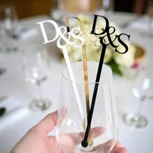 10/30/50pcs Customized Name Stir Sticks, Personalized Acrylic Drink Stirrers, Single Letter Cocktail Stirrers For Wedding & Party - Multicolor - View 24