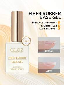 GLOZ 15ml Fiber Rubber Base Coat Set, Removable Gel Nail Polish, Suitable For DIY Manicure At Home - Clear - View 4