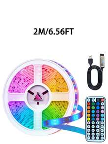 Tira de luces LED inteligente, luces LED que cambian de color con control remoto de 44 teclas, controladas por aplicación, adecuadas para la decoración de la sala de estar, la decoración de Halloween, sincronización con música, aplicables para la decoración del hogar, el dormitorio, la cocina, la televisión, la fiesta de vacaciones, la decoración navideña, los regalos navideños para el hogar, la decoración navideña - luz de color - Ver 18