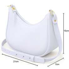 Women's Half-Moon Shoulder Bag Set (Crossbody) + Waterproof Rubberized Wallet - White - View 5