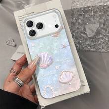 Pearl For  17 17IR 16 16E 15 14 13 12 11 Pro Mx 16 15 14 Plus Fether   Grdient IMD  with Cler Frme Full Body Shockproof Soft Edge Slim Fit Fshion   Cover - DKYSK-Pequeña Pluma-RVKFEYperla - Ver 2