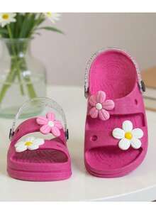 Papete Infantil R Feminina com Flor Antiderrapante Super Leve Confortável Sandália Menina P01 - Pink - Visão 3