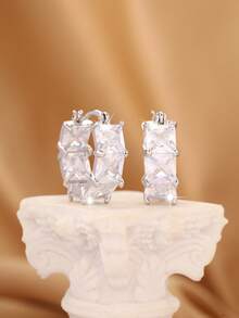 1对百搭优雅女士耳环，时尚高贵，适合日常佩戴、通勤和聚会场合。 - 白色紅 - 查看 4