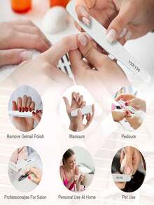 10/6/5/3/1pc Professional Nail File 180Grit Double Sided Manicure Sandpaper For Polishing Manicure Sanding Crescent Shape Lime Tools - Multicolor - View 2