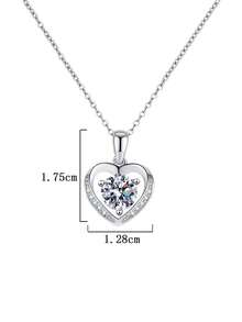 1pc Fashionable Luxury 925 Sterling Silver 1 Carat 6.5mm Moissanite Heart Necklace, Suitable For Women's Daily Wear, Party, Holiday, Valentine's Day, Mother's Day, Wedding Anniversary, Women's Jewelry Gift - XL0012M - View 4