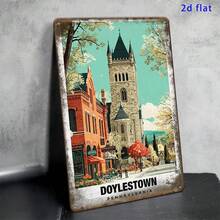 2D Flat - 2D Flat Dorisstown American Style Scenery City Charm Vintage Metal Plaque| 8.0* 12.0inch Frameless Artwork, Art Deco Style, Suitable For Living Room, Dining Room, Bar, Tavern, Cafe, Party Supplies, Holiday Decoration - Multiple - View 5