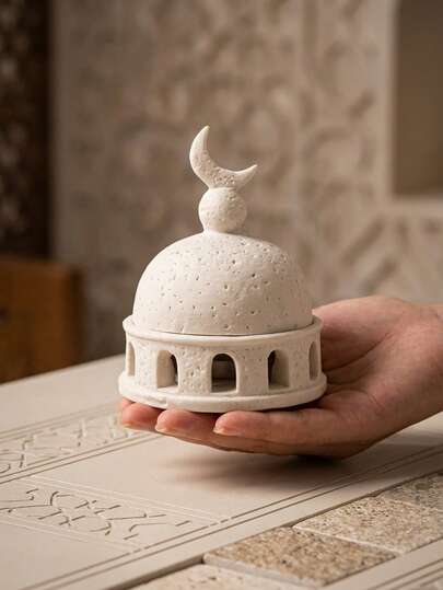 1 Pc/Set Resin Moon-Top Dome Incense Burner/Incense Holder/Bakhoor Burner, Gift Exclusive Style For Ramadan Gift, Eid Greeting Present, Wedding Favor, Bridal Shower Gift, Baby Shower Souvenir, Housewarming Present, Festival Greeting Gift, Corporate Client Gift, Cultural Exchange Souvenir, Boutique Gift Box Matching.