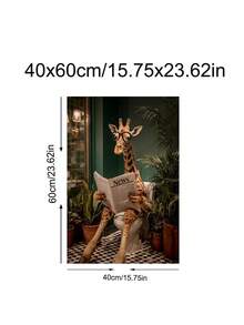 1幅趣味长颈鹿厕所装饰画，现代奇趣浴室幽默墙饰，送给朋友的理想礼物，卧室艺术画，客厅装饰，办公室装饰，浴室装饰，墙饰，家居装饰，房间装饰，帆布墙画，海报，带框墙饰，可选画框 - A - 查看 12