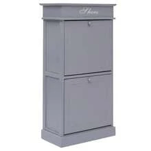 Zapatero de madera de Paulownia gris 50x28x98 cm - Gris - Ver 2