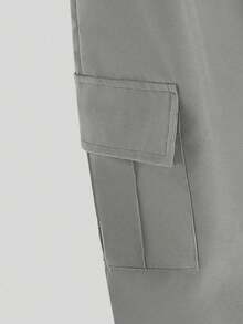 青少年男孩字母印花短袖T恤和工装裤套装 - 黑色 - 查看 6