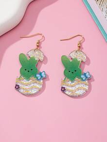 1对时尚复活节亚克力兔子耳环，日常佩戴礼物耳环，女士款 - 兔子 - 查看 6