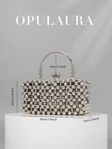 OpulAura 春季新款枪灰色仿珍珠手提包，女士派对手拿包，适合宴会、鸡尾酒会、婚礼及其他场合 - 槍色 - 查看 5