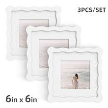 1pc/3pcs Wavy Design Photo Frame For Wall & Tabletop Decoration, Artistic Creative Home Decor With Multi-Color Waves - 7 Standard Sizes 4x4in, 4x6in, 5x7in, 6x6in, 8x8in, 8x10in, 11x14in - Modern Stylish Interior Accent, Fun Picture Frames, Scalloped Picture Frame- Graduation Wedding Gift (Random Photo Paper) - 波浪形 - 查看 56