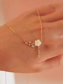 1件S925纯银简约甜美花卉项链，时尚小众设计，优雅奢华锁骨链，节日礼物 - 花朵 - 查看 6