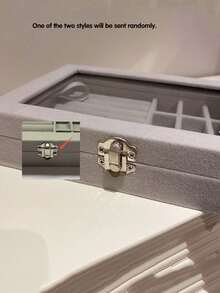 1pc Transparent Glass Jewelry Organizer Box Wedding - Grey - View 8