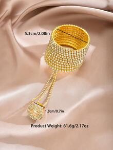 1 pieza Pulsera de cadena para dedo de cristal multicapa de moda, cadena de dedo elástica con strass brillante completa, accesorio de joyería nupcial, regalo - MS274 - Ver 8
