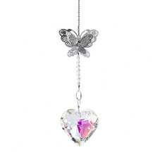 40mm Colorful Heart/Ball Shape Crystal Butterfly Hollow Suncatcher - Multicolor Heart/Ball Prism Pendant, Hanging Light Catcher Suitable For Windows And Car Decor - A - View 10
