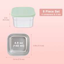 4 Packs 4.7oz Stainless Steel Snack Containers With Silicone Lids - Reusable Small Salad Dressing Containers For Snacks & Foods, Condiments, Leak-Proof, Easy Open (140ML) - Multicolor - View 2
