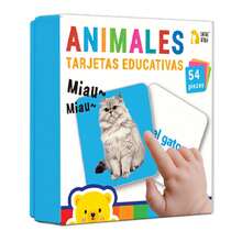 beartale 54张双面动物主题闪卡，西班牙语版蒙特梭利教育玩具，幼儿园认知学习卡牌游戏，儿童学习用品，返校及生日礼物 - 彩色 - 查看 13